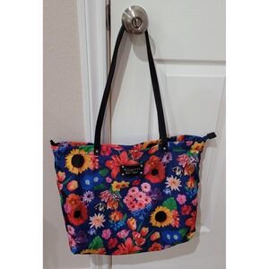 Rosetti Blue Floral Print Shoukder Bag, Coin Purse, Black Straps